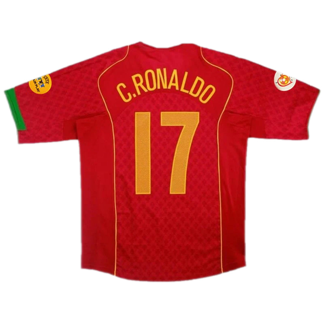 Portugal 17 Cristiano Ronaldo Retro Jersey Home Euro Cup 2004 MS Portugal 17 Cristiano Ronaldo Retro Jersey Home Euro Cup 2004 MS