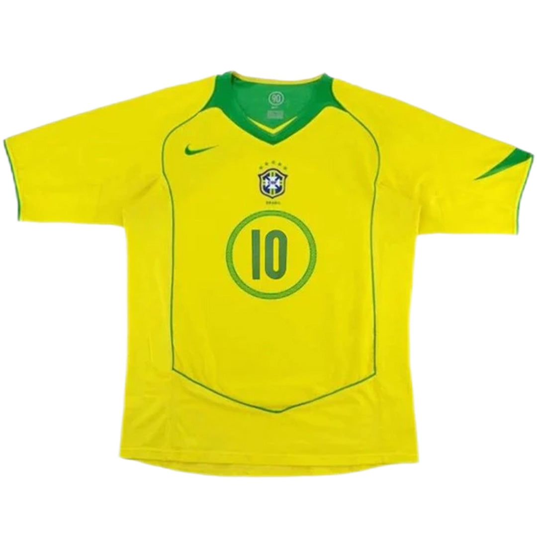 Brazil #10 Ronaldinho Retro Jersey Home 2004 - MS Soccer Jerseys
