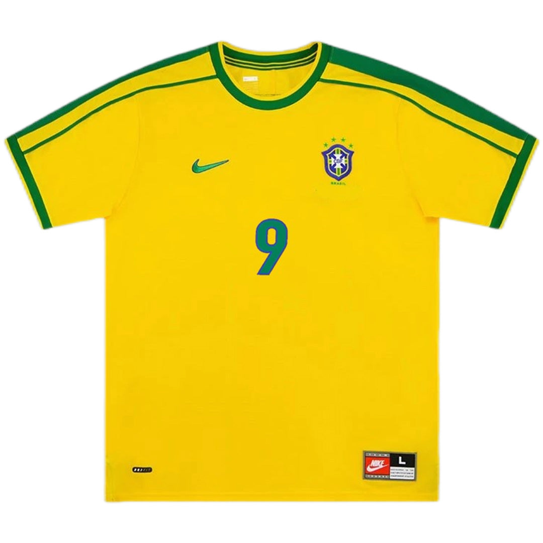 Brazil #9 Ronaldo Retro Jersey Home World Cup 1998 - MS Soccer Jerseys