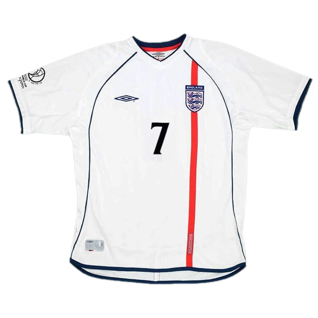England #7 Beckham Retro Jersey Home World Cup 2002 - MS Soccer Jerseys