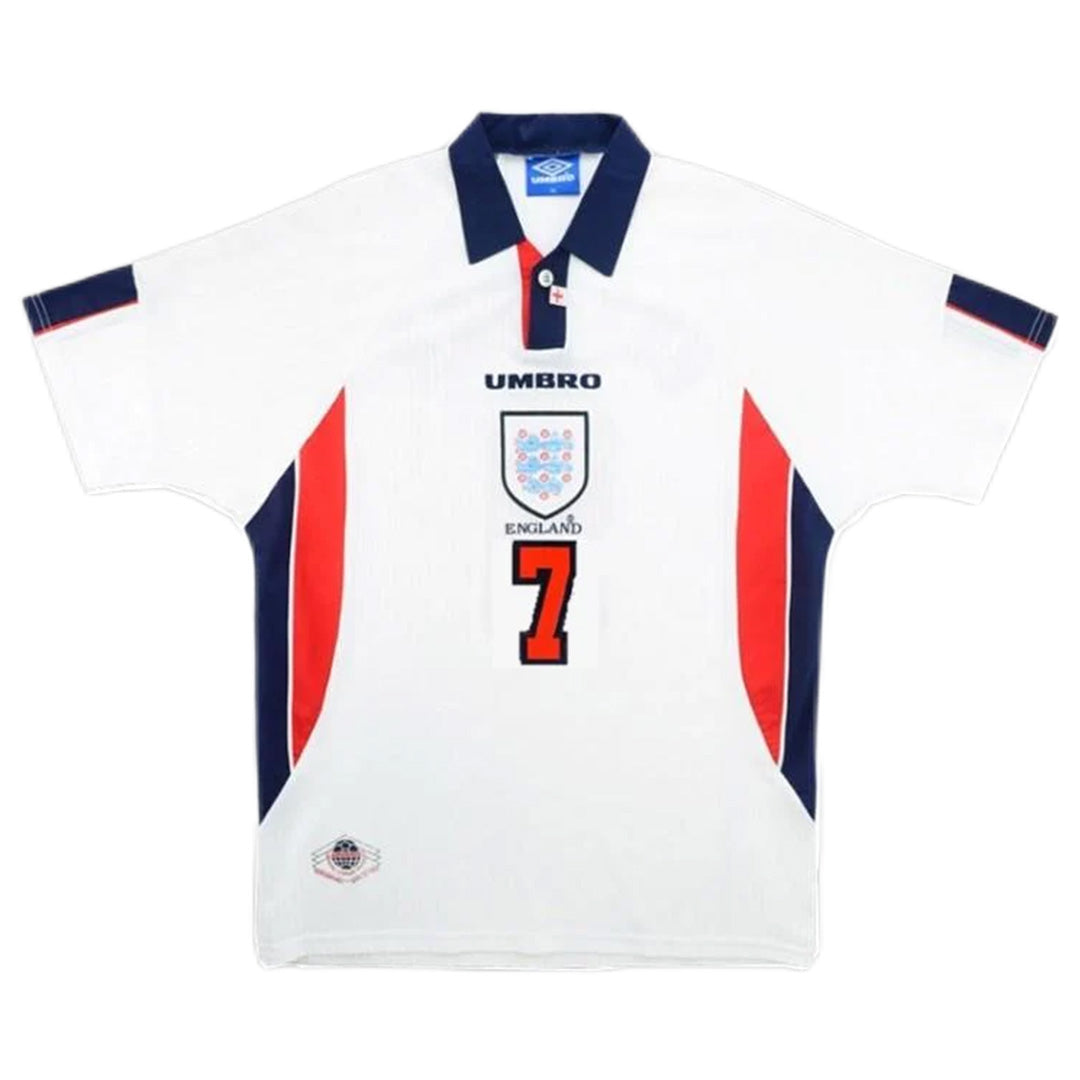 England #7 Beckham Retro Jersey Home World Cup 1998 - MS Soccer Jerseys
