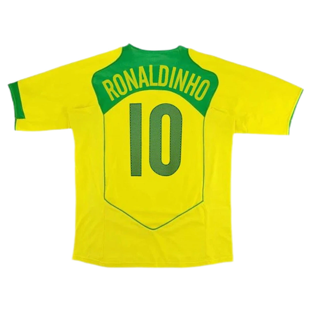 Brazil #10 Ronaldinho Retro Jersey Home 2004 - MS Soccer Jerseys