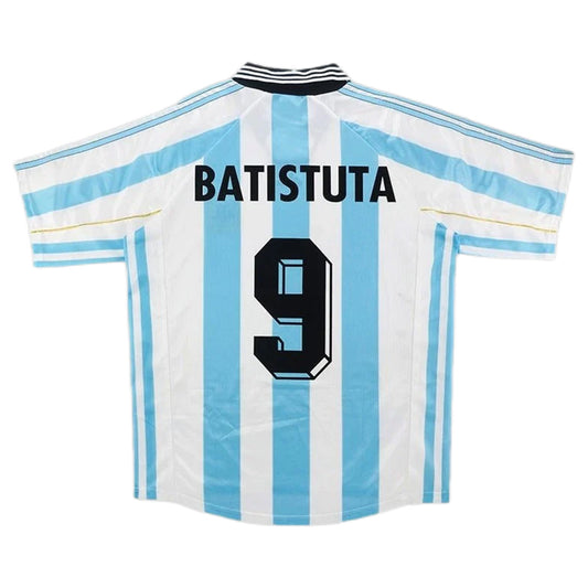 Argentina #9 Batistuta Retro Jersey Home World Cup 1998 - MS Soccer Jerseys