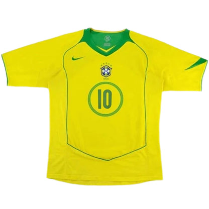 Brazil #10 Ronaldinho Retro Jersey Home 2004 - MS Soccer Jerseys