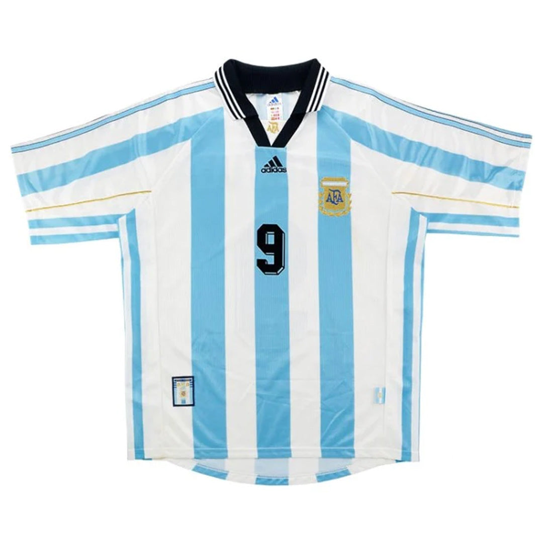 Argentina #9 Batistuta Retro Jersey Home World Cup 1998 - MS Soccer Jerseys