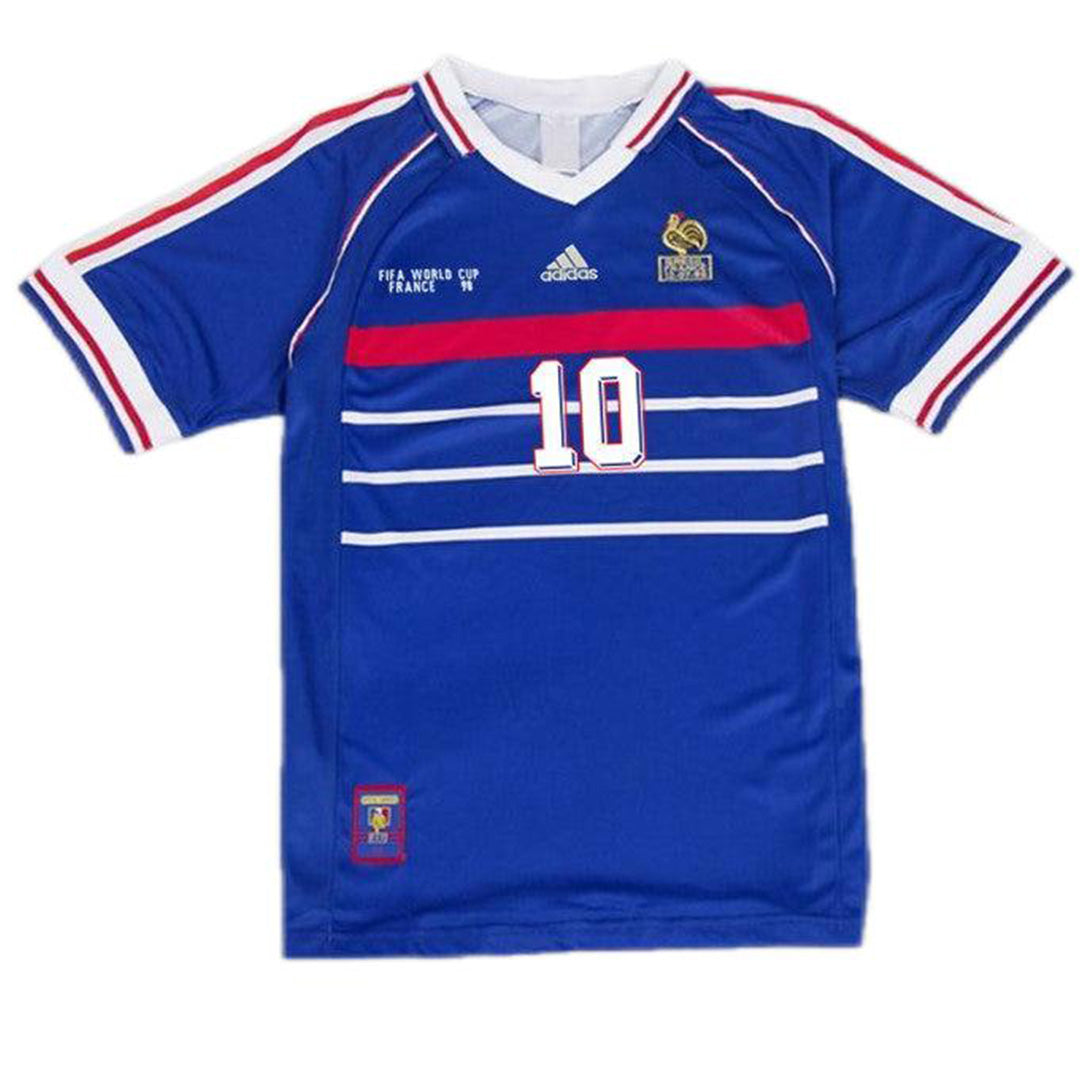 France #10 Zidane Retro Jersey Home World Cup 1998 - MS Soccer Jerseys