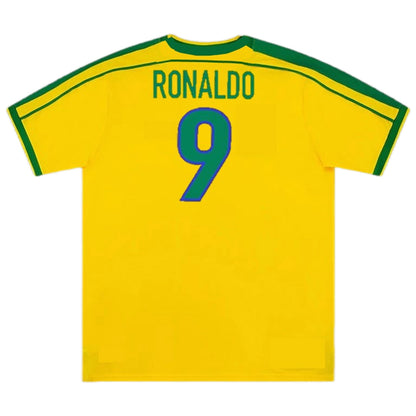 Brazil #9 Ronaldo Retro Jersey Home World Cup 1998 - MS Soccer Jerseys